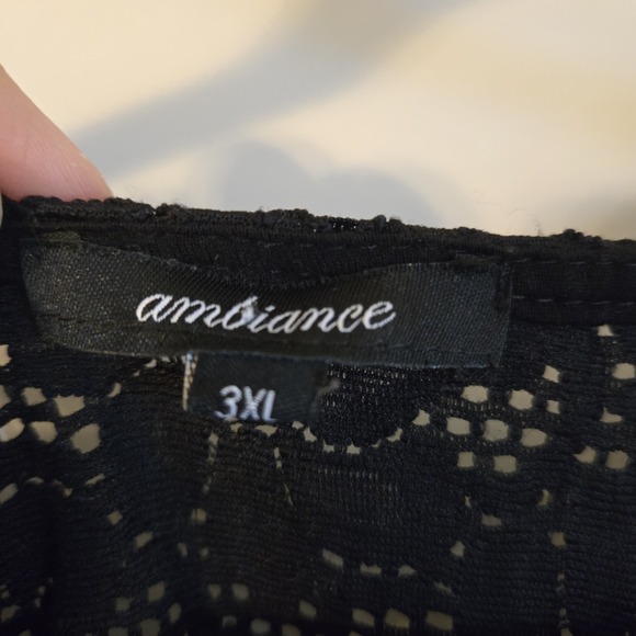 Ambiance Sheer Womens 3XL Black Lace Long Sleeve Blouse Peplum Whimsigoth Goth - Picture 2 of 12